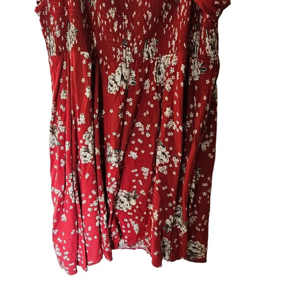 Torrid Red Mini Floral Challis Smocked Bodice Off-Shoulder Skater Dress Plus 4X - Picture 12 of 12